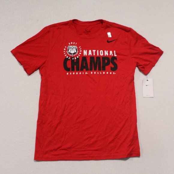 The Nike Tee Red Men Tee Shirt Georgia Bulldogs National Champs Small - Picture 1 of 9